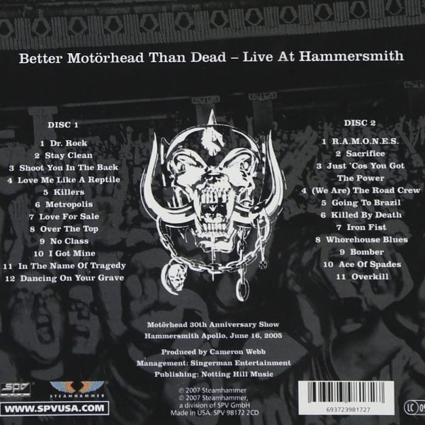 MOTORHEAD – BETTER MOTORHEAD THAN DEAD (LIVE) CD2