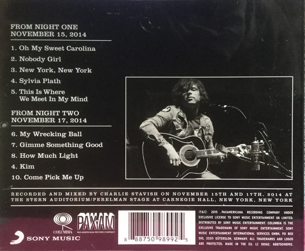 ADAMS RYAN – TEN SONGS FROM  LIVE AT CARNAGIE HALL