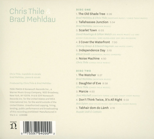 MEHLDAU BRAD & CHRIS THILE – CHRIS THILE & BRAD MEHLDAU CD