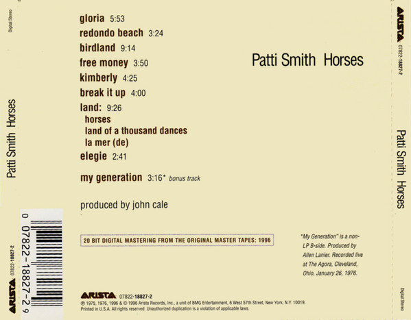 SMITH PATTI – HORSES CD