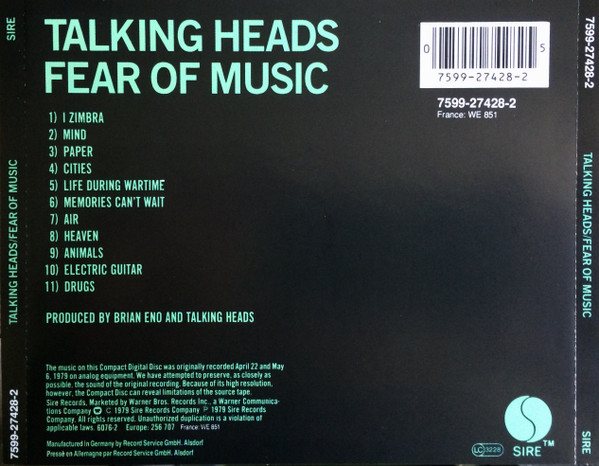TALKING HEADS – FEAR OF MUSIC CD