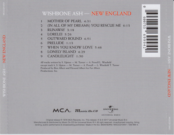 WISHBONE ASH – NEW ENGLAND CD