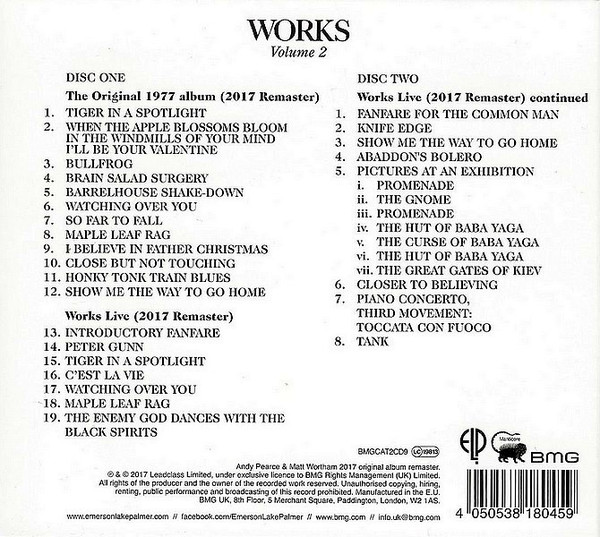 EMERSON LAKE & PALMER WORKS VOL.2 CD2