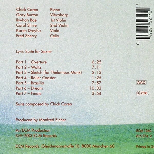 COREA CHIC / BURTON GARY – LYRIC SUITE FOR SEXTET