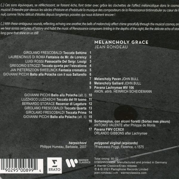 RONDEAU JEAN – MELANCHOLY GRACE CD