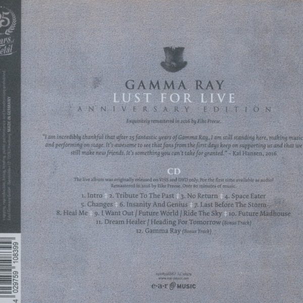 GAMMA RAY –  LUST FOR LIFE CD