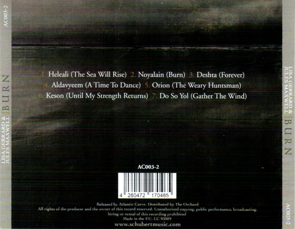 GERRARD LISA & MAXWELL JULES – BURN CD