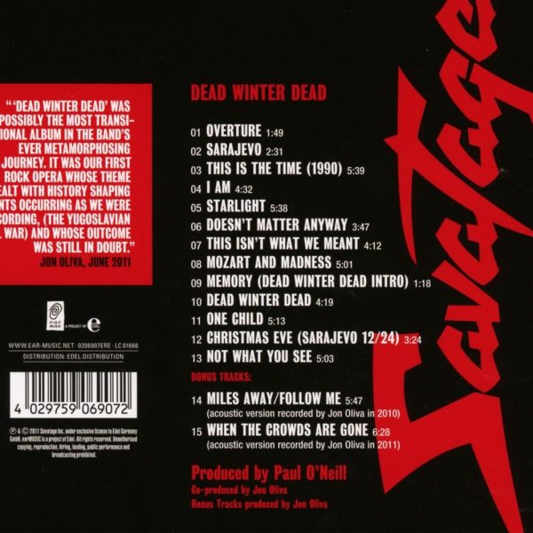 SAVATAGE – DEAD WINTER DEAD CD