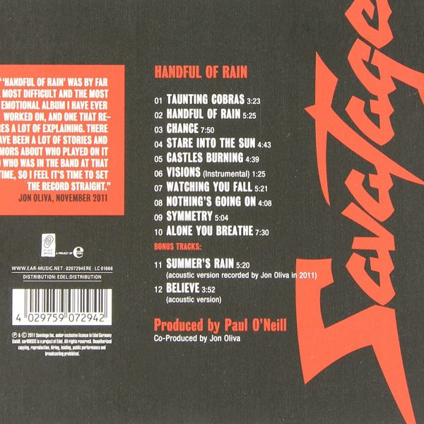 SAVATAGE – HANDFUL OF RAIN  CD