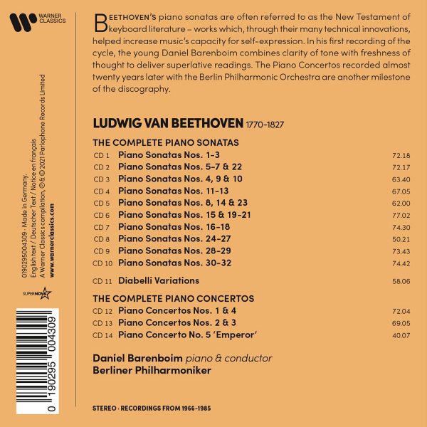 BEETHOVEN/BARENBOIM – COMPLETE PIANO SONATAS & CONCERTOS CD14