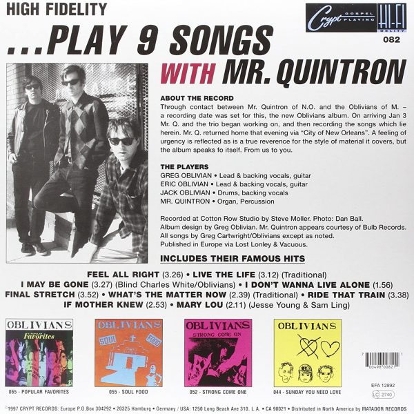 OBLIVIANS – PLAY 9 SONGS WITH MR. QUINTRON LP