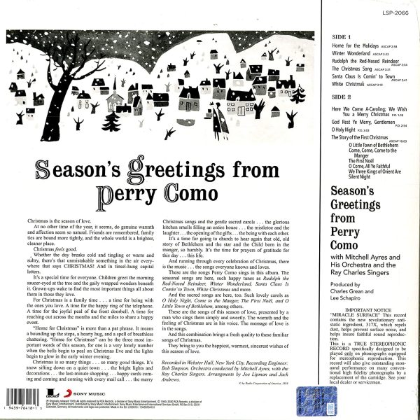 COMO PERRY – SEASON’S GREETINGS FROM PERRY COMO LP