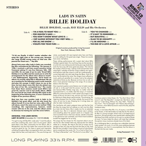 HOLIDAY BILLIE – LADY IN SATIN…LP