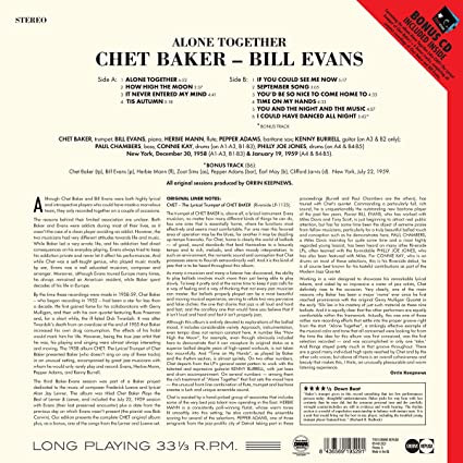 BAKER CHET/BILL EVANS – ALONE TOGETHER LPCD