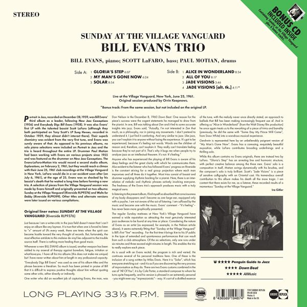 EVANS BIL TRIO – SUNDAY AT VILLAGE VANGUARD LP