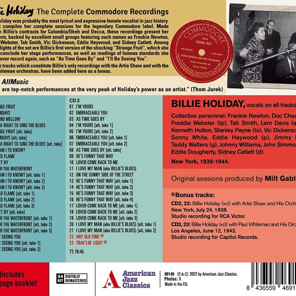 HOLIDAY BILLIE – COMPLETE COMMODORE RECORDINGS CD2