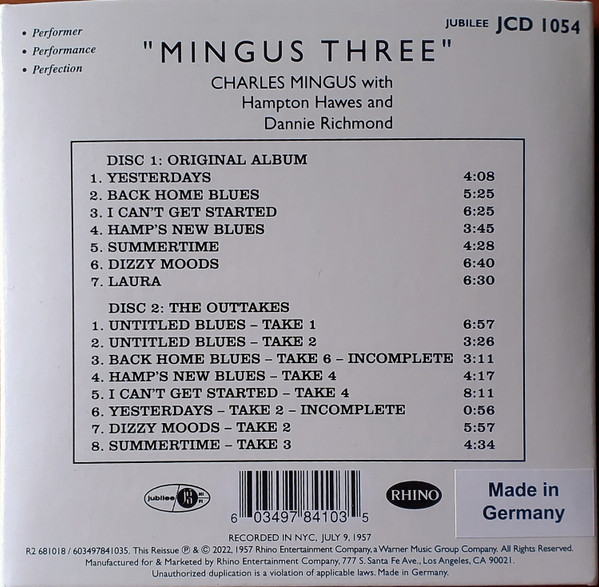 Mingus,Charles Feat.Hawes,Hampton & Richmond,Danny – THREE deluxe edition CD2