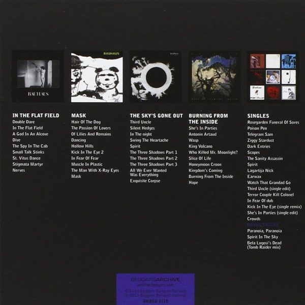 BAUHAUS – IN THE FLAT FIELD/MASK/SKY’ GONE OUT/BURNINIG FROM/SINGLES