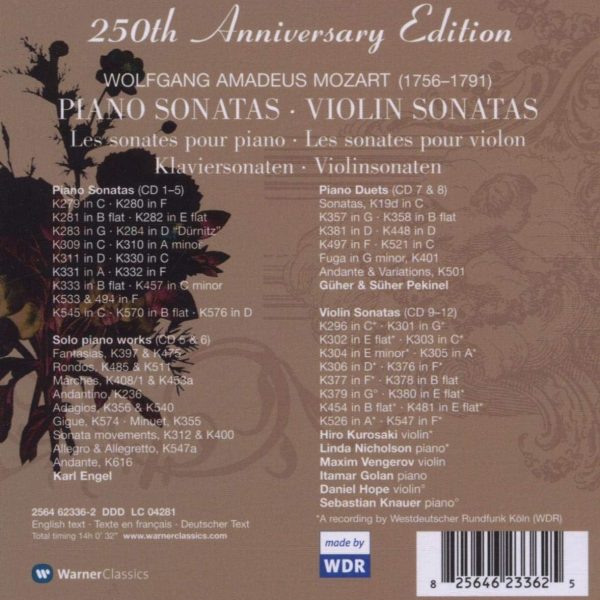 MOZART – PIANO SONATAS/VIOLIN SONATAS cd12 box