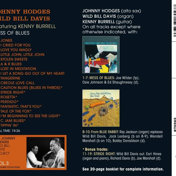 HODGES JOHNNY/WILD BILL DAVIS – MESS OF THE BLUES/BLUE RABBIT CD