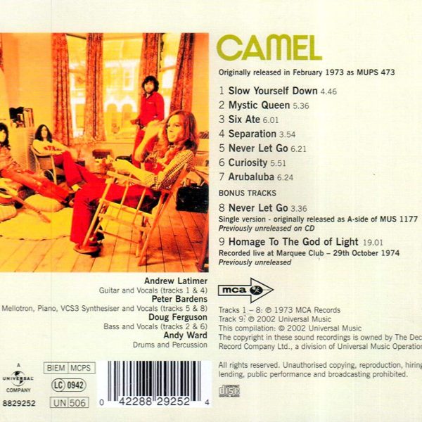 CAMEL – CAMEL CD remastered + bonus tracks