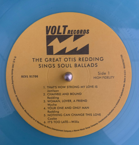 Otis Redding – The Great Otis Redding Sings Soul Ballads LP, Limited Edition, Reissue, Translucent Blue Vinyl