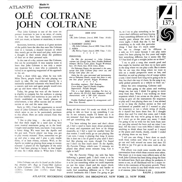John Coltrane – Olé Coltrane LP, Album, Limited Edition, Reissue, Mono, Clear vinyl