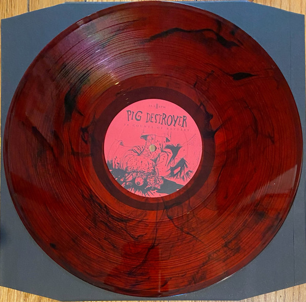 PIG DESTROYER – 38 COUNTS OF BATTERY red with black marble vinyl LP