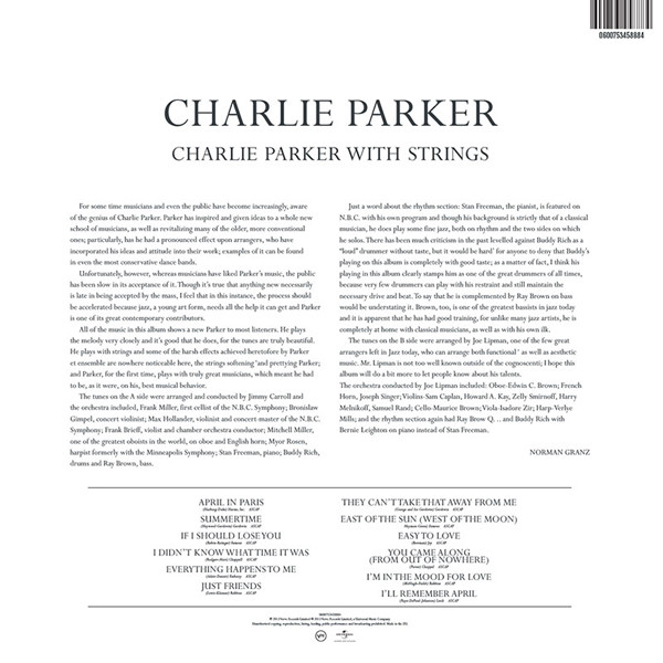 PARKER CHARLIE – CHARLIE PARKER WITH STRINGS…LP