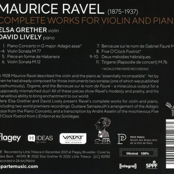 GRETHER ELSA – RAVEL COMLET WORKS FOR VIOLIN AND PIANO CD