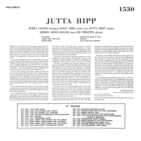 HIPP JUTTA – WITH ZOOT SIMS ltd  LP