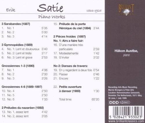 SATIE ERICK – GYMOPEDIES GNOSSIENNES SARBANDES CD