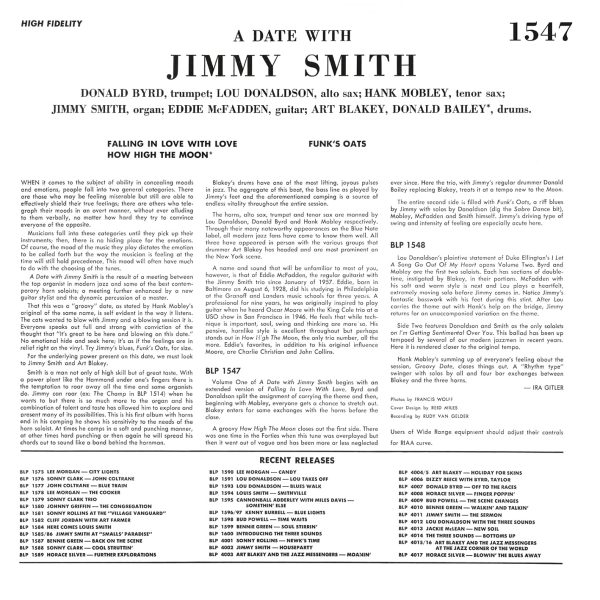 SMITH JIMMY – A DATE WITH JIMMY SMITH  VOLUME ONE LP