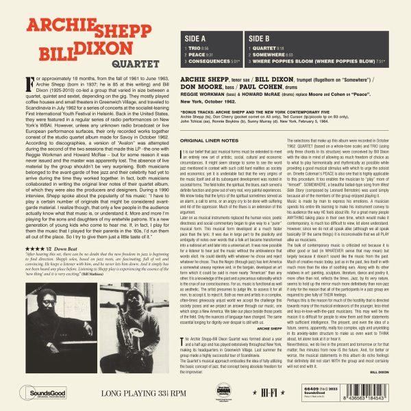 SHEPP ARCHIE/BILL DIXON – SHEPP-DIXON QUARTET limited edition LP