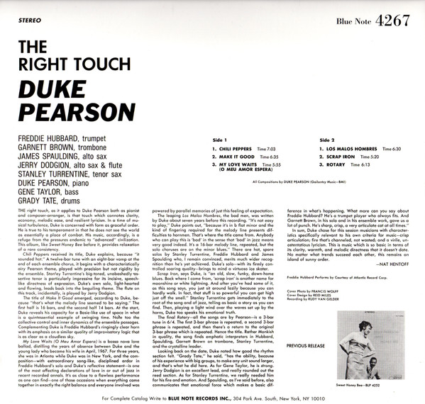 PEARSON DUKE – RIGHT TOUCH LP