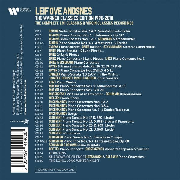 ANDSNES LEIF OVE – WARNER CLASSICS EDITION 1990-2010 BOX CD