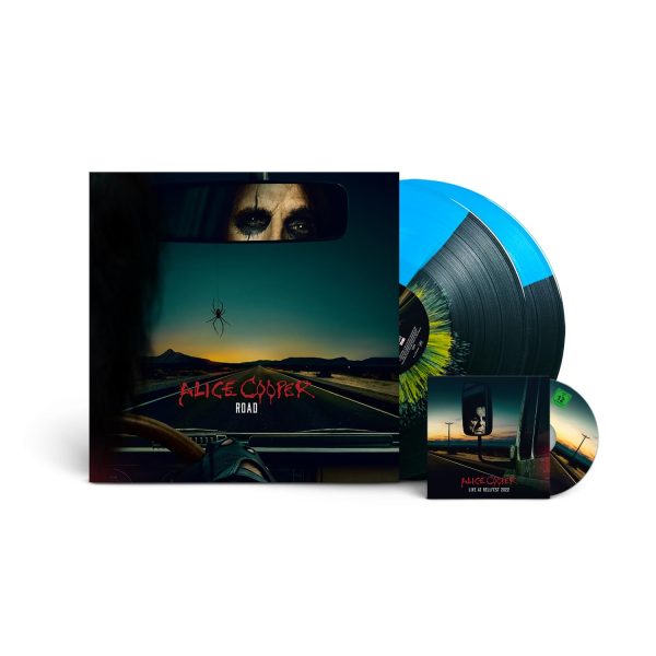 COOPER ALICE – ROAD ltd blue & black split with yellow splatter  LP2/DVD