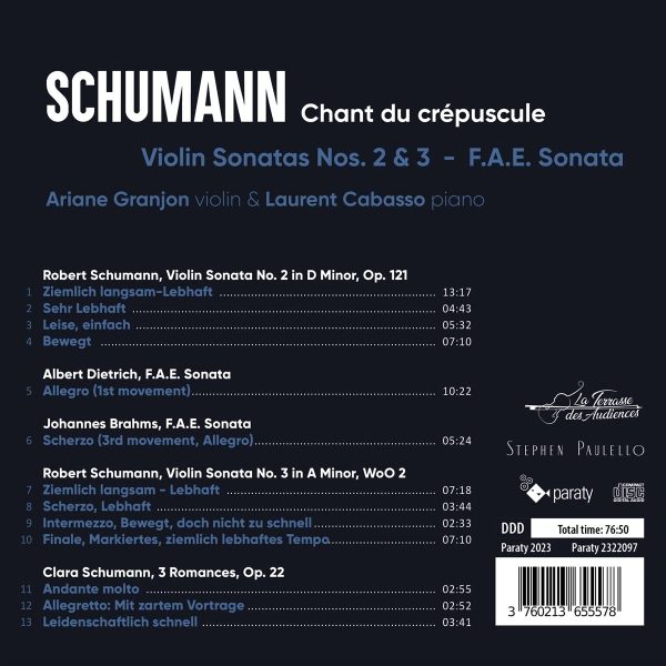 SCHUMANN ROBERT – CHANT DU CRTEPUSCOLE GRANJON   CD