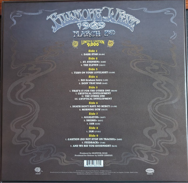 GRATEFUL DEAD – FILMORE WEST 1969,MARCH 2nd RSD BLACK FRIDAY 2023 LP5