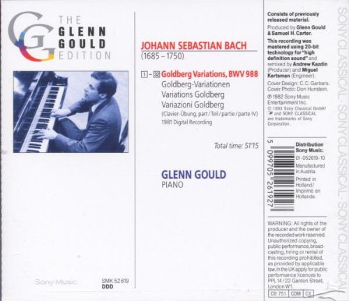 GOULD GLENN – BACH GOLDBERG VARIATIONS BMW 988 CD