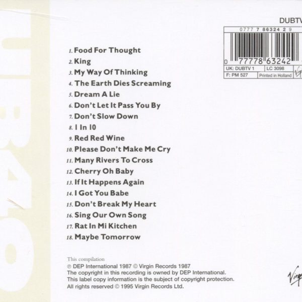 UB40 – BEST OF: VOL.1 CD