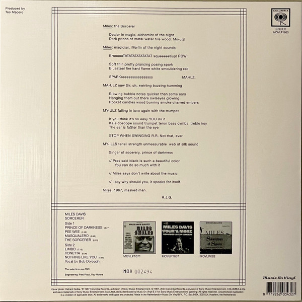 DAVIS MILES – SORCERER ltd crystal clear vinyl LP