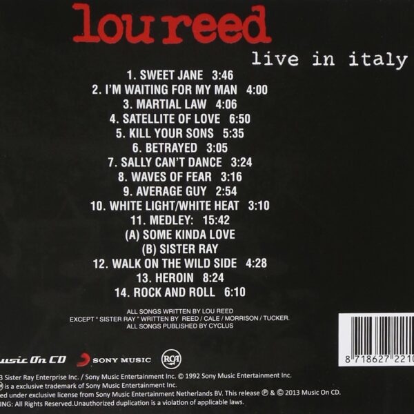 REED LOU – LIVE IN ITALY CD