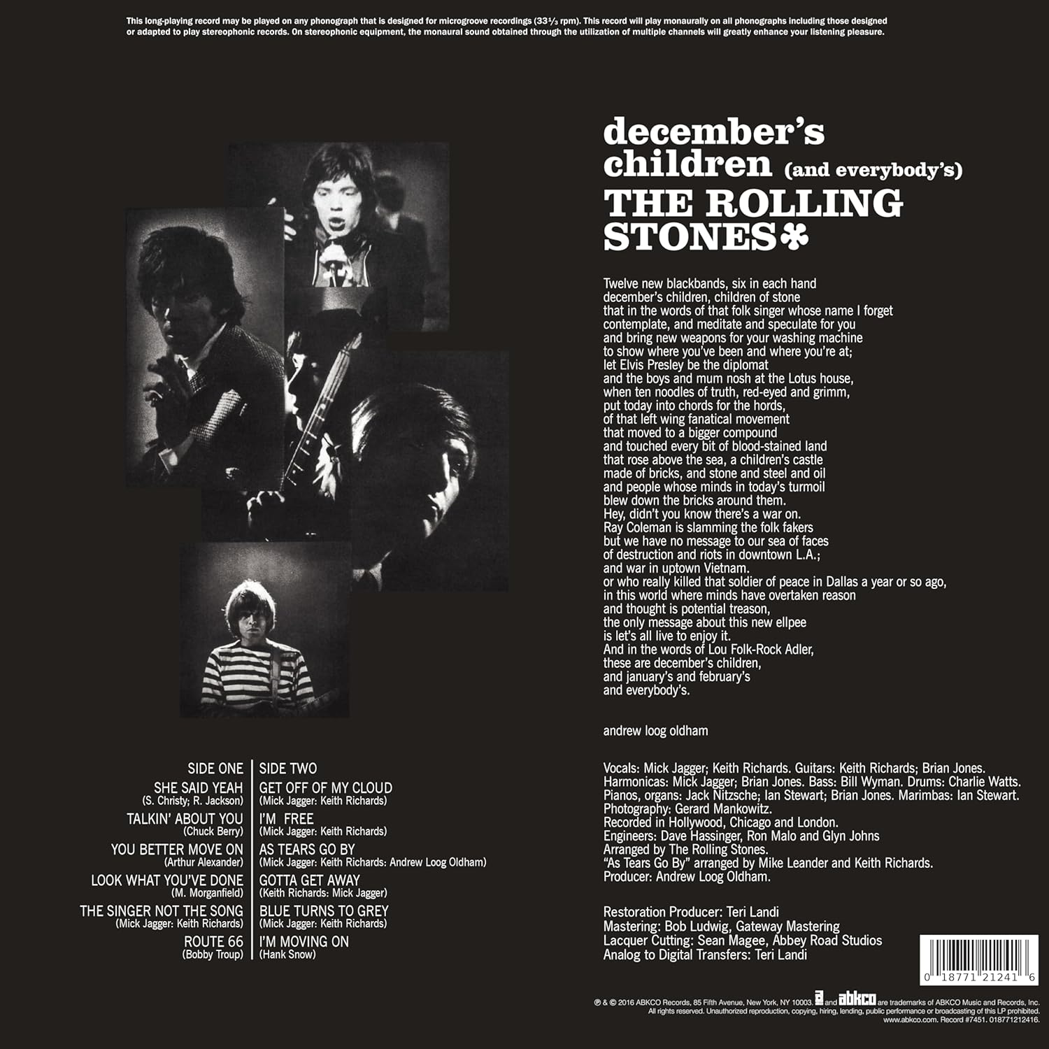 ROLLING STONES – DECEMBER’S CHILDREN mono vinyl LP