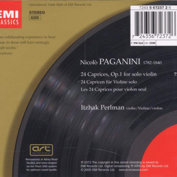 PAGANINI/PERLMAN – 24 CAPRICES CD