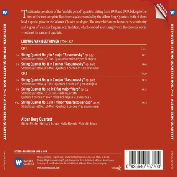 BEETHOVEN/ALBAN BERG QUARTET – ‘MIDDLE PERIOD’ STRING QUARTETS CD2