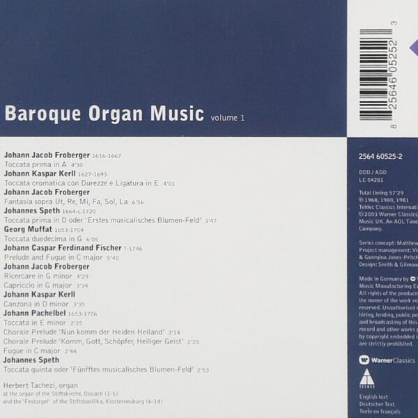 V.A. – BAROQUE ORGAN MUSIC VOL 1 CD