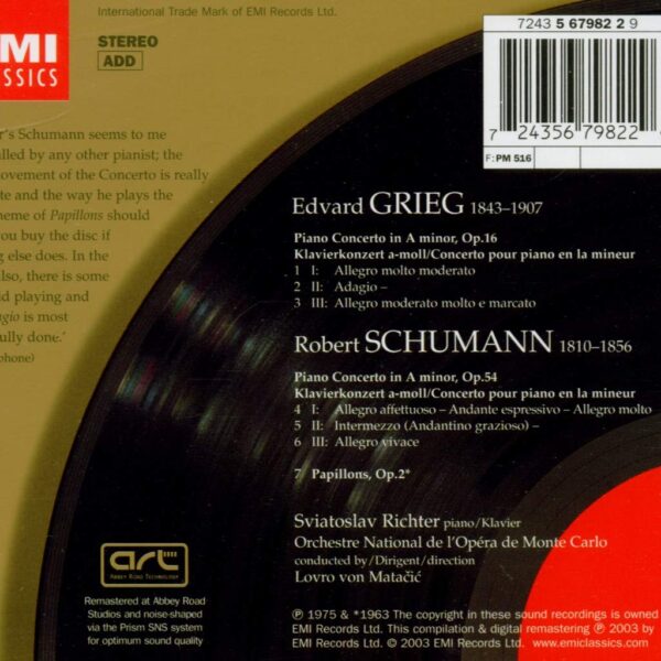 GRIEG/SCHUMANN/RICHTER/MATAČIĆ – PIANO CONCERTOS CD