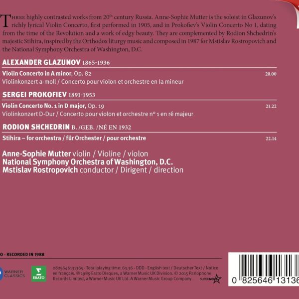 PROKOFIEV/GLAZUNOV/MUTTER – VIOLIN CONCERTOS CD ( Rostropowitsch,M.)