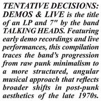 TALKING HEADS – TENTATIVE DECISIONS : DEMONS & LIVE LP